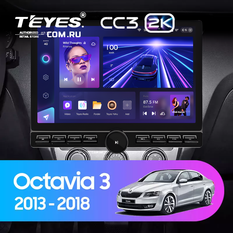 Штатная магнитола Teyes CC3 2K 6/128 Skoda Octavia 3 A7 (2013-2018) Тип-A (13" с кнопками)