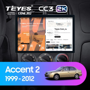 Штатная магнитола Teyes CC3 2K 6/128 Hyundai Accent II LC2 (1999-2012) F1 (11")