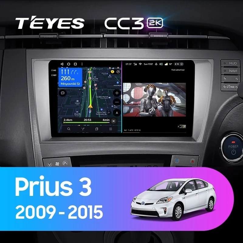 Штатная магнитола Teyes CC3 2K 6/128 Toyota Prius 3 XW30 (2009-2015) F1 Правый руль