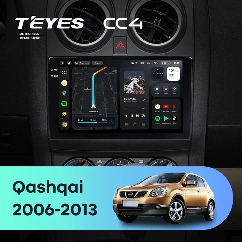 Штатная магнитола Teyes CC4 8/128 Nissan Qashqai 1 J10 (2006-2013) F1