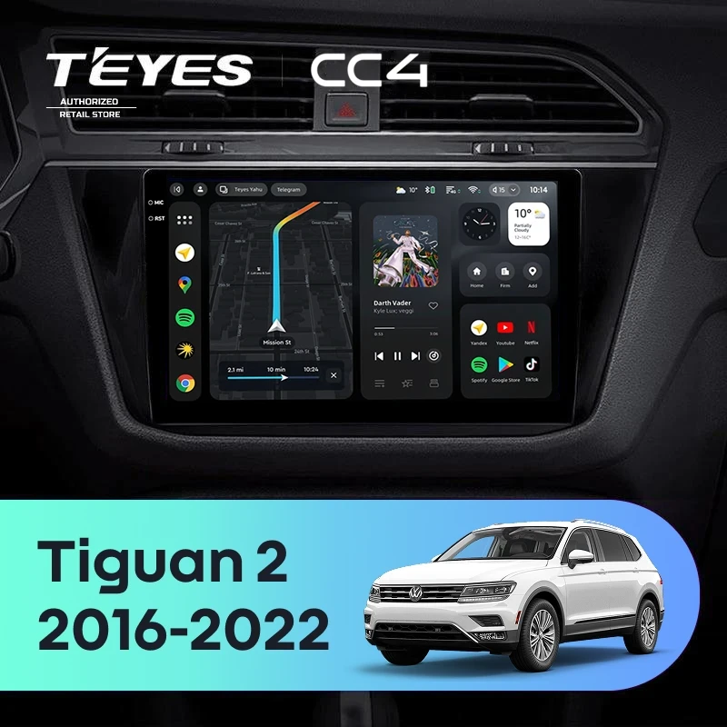 Штатная магнитола Teyes CC4 6/64 Volkswagen Tiguan 2 (2016-2022) Тип-B