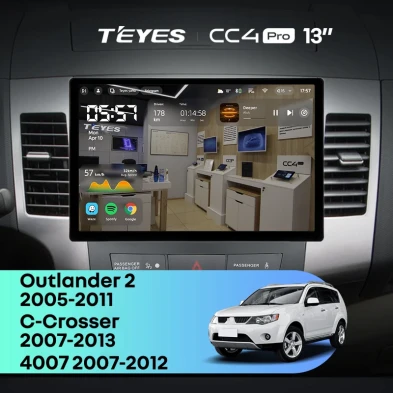 Штатная магнитола Teyes CC4 Pro 8/128 Mitsubishi Outlander 2 (2005-2011) Тип-A (13")