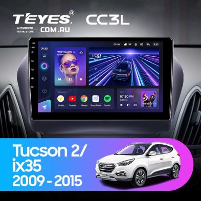 Штатная магнитола Teyes CC3L 4/64 Hyundai ix35 (2009-2015) (Tucson 2) Тип-C (10")