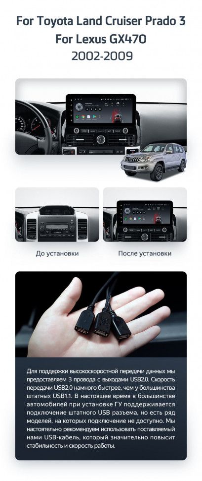 Штатная магнитола Teyes LUX ONE 6/128 Toyota Land Cruiser Prado 120 (2002-2009)