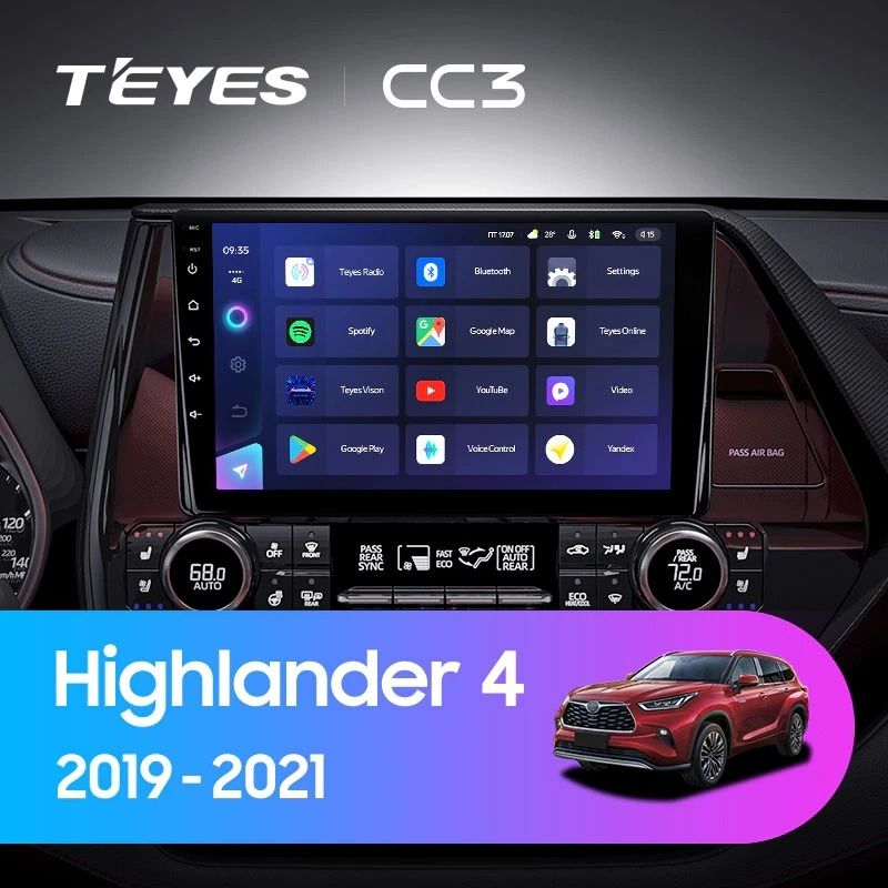 Штатная магнитола Teyes CC3 4/32 Toyota Highlander 4 XU70 (2019-2021)