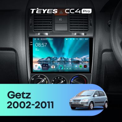 Штатная магнитола Teyes CC4 Pro 8/128 Hyundai Getz (2002-2011) Правый руль