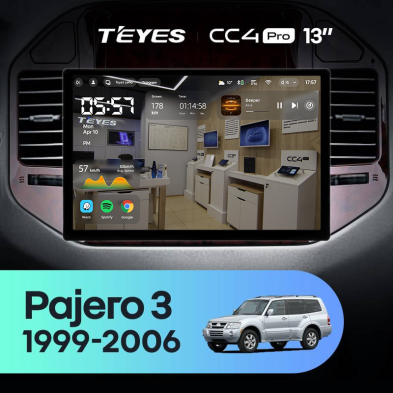 Штатная магнитола Teyes CC4 Pro 8/128 Mitsubishi Pajero 3 V70 V60 (1999-2006) (13")