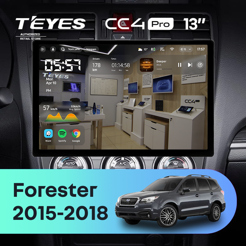 Штатная магнитола Teyes CC4 Pro 8/128 Subaru Forester SJ (2015-2018) (13")