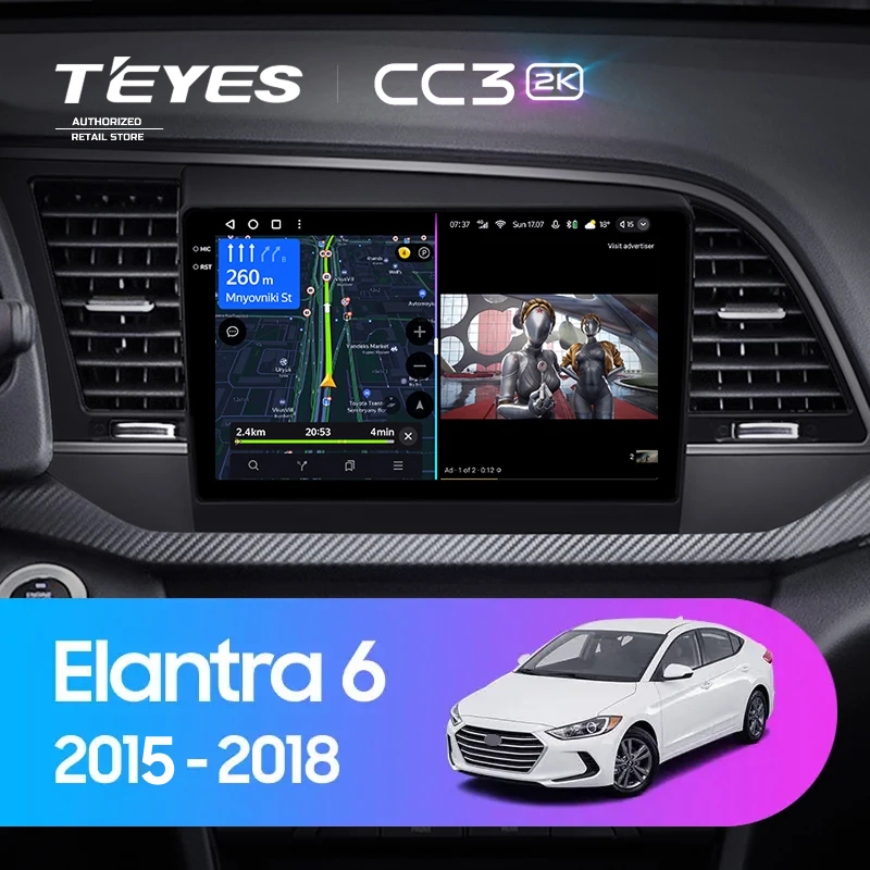 Штатная магнитола Teyes CC3 2K 4/32 Hyundai Elantra 6 (2015-2018) Тип-B
