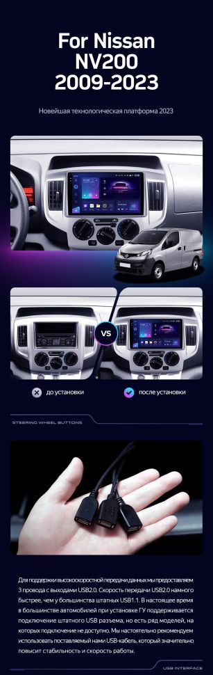 Штатная магнитола Teyes CC3 4/32 Nissan NV200 M20 (2009-2023)