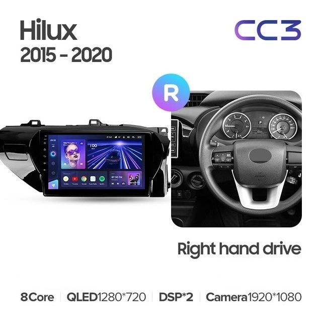 Штатная магнитола Teyes CC3 4/32 Toyota Hilux Pick Up AN120 (2015-2020) Правый руль
