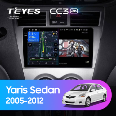 Штатная магнитола Teyes CC3 2K 4/64 Toyota Yaris Sedan (2005-2012)