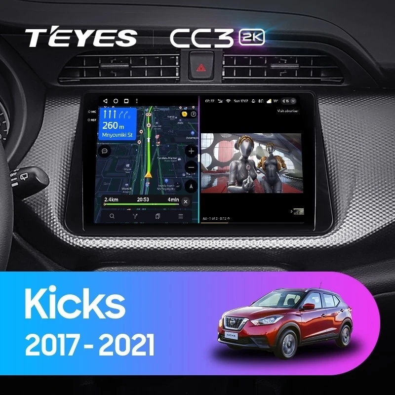 Штатная магнитола Teyes CC3 2K 360 6/128 Nissan Kicks P15 (2017-2021)