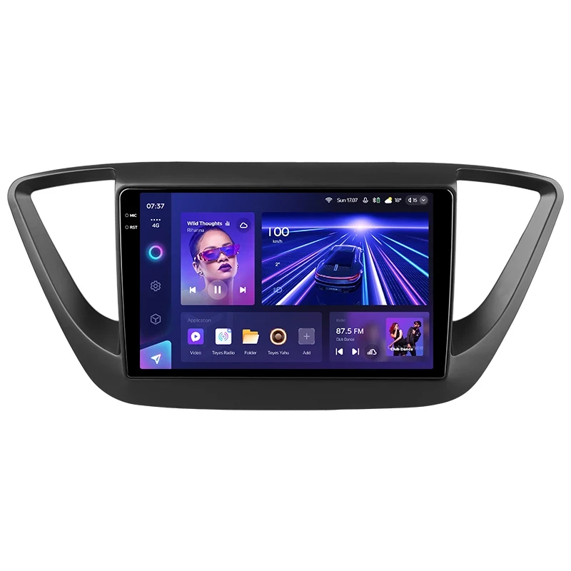 Переходная рамка Hyundai Solaris 2 (2017-2020) (чёрный матовый) F2 Тип-B (9")