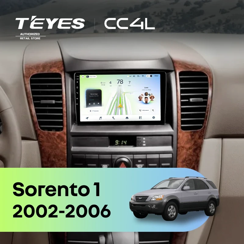 Штатная магнитола Teyes CC4L 4/64 Kia Sorento 1 BL (2002-2006)