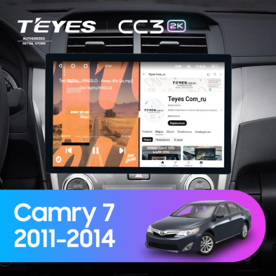 Штатная магнитола Teyes CC3 2K 6/128 Toyota Camry 7 XV 50 55 (2011-2014) (черно-серая) F1 (13")