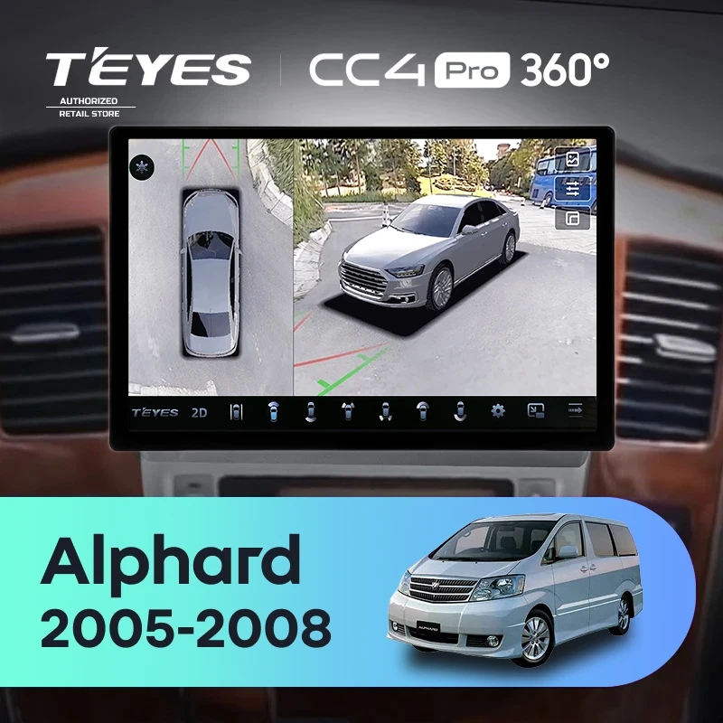 Штатная магнитола Teyes CC4 Pro 360 8/128 Toyota Alphard 1 H10 (2005-2008) F2 (11")