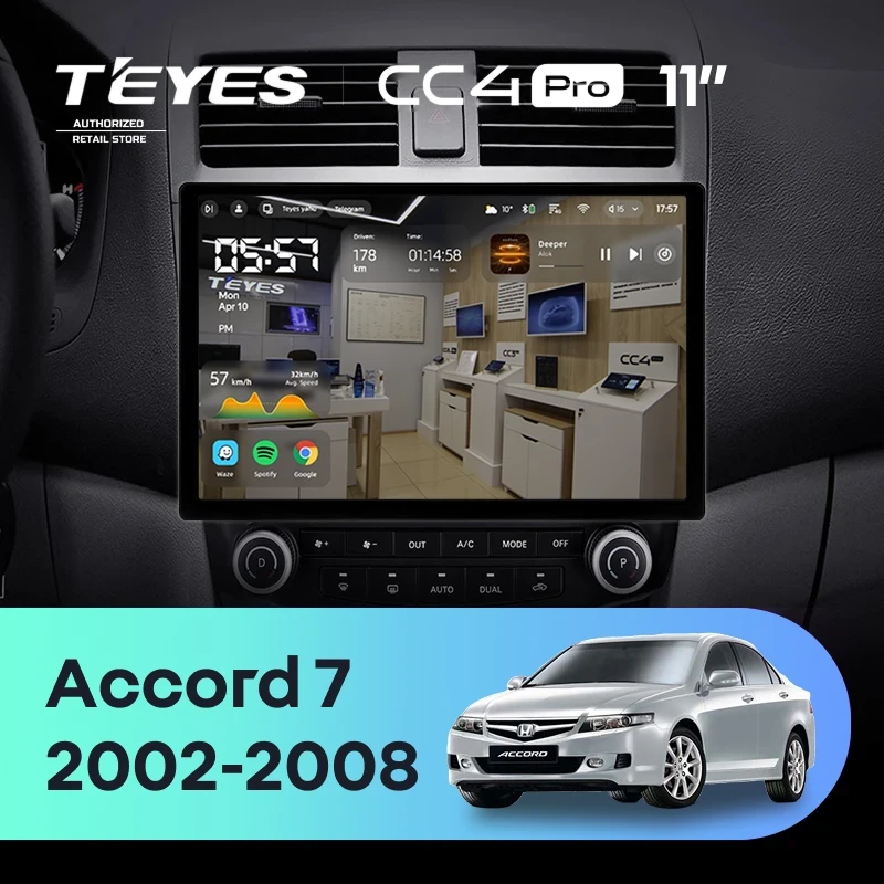 Штатная магнитола Teyes CC4 Pro 8/128 Honda Accord 7 (2002-2008) F2 (11")