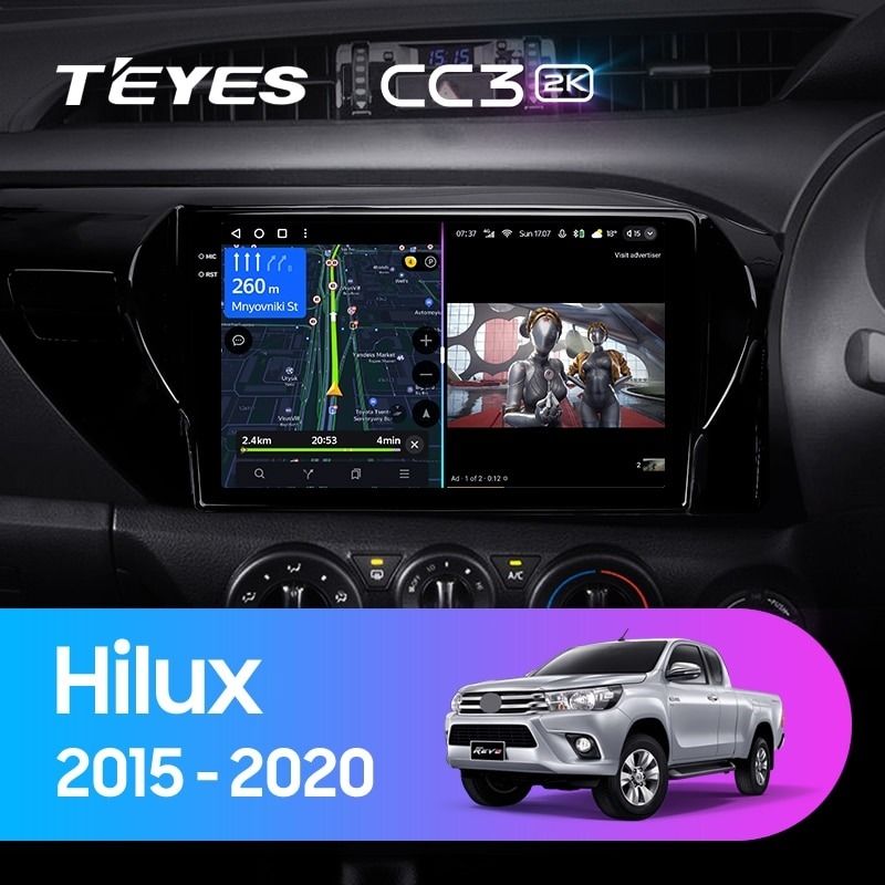 Штатная магнитола Teyes CC3 2K 6/128 Toyota Hilux Pick Up AN120 (2015-2020) Правый руль