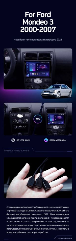 Штатная магнитола Teyes CC3 2K 4/32 Ford Mondeo 3 (2000-2007) F1