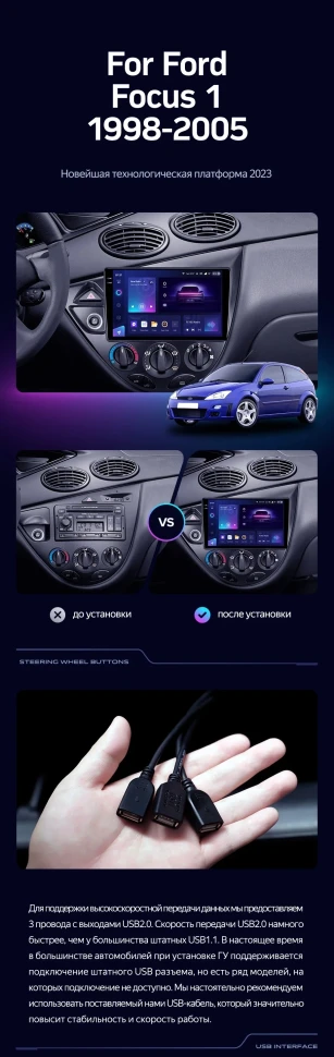 Штатная магнитола Teyes CC3 2K 6/128 Ford Focus 1 (1998-2005)