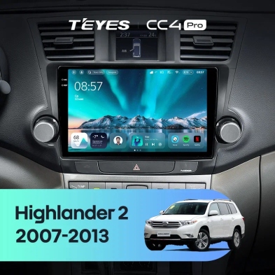 Штатная магнитола Teyes CC4 Pro 8/128 Toyota Highlander 2 XU40 (2007-2013) F2 10"