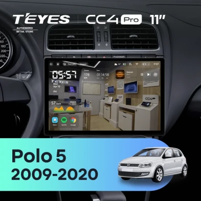 Штатная магнитола Teyes CC4 Pro 12/256 Volkswagen Polo 5 (2008-2020) (11") (матовая)