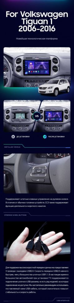 Штатная магнитола Teyes CC3 4/32 Volkswagen Tiguan 1 NF (2006-2017) F1