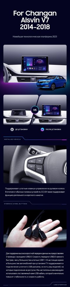 Штатная магнитола Teyes CC3 4/32 Changan Alsvin V7 (2014-2018)