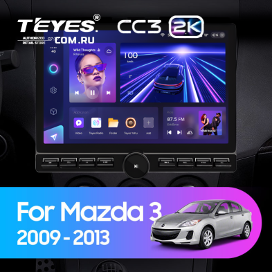 Штатная магнитола Teyes CC3 2K 6/128 Mazda 3 2 (2009-2013) (13" с кнопками)
