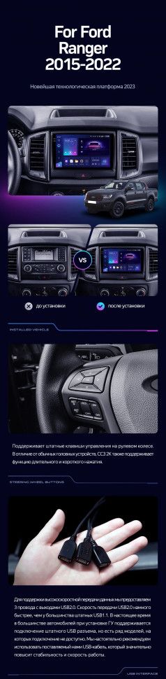 Штатная магнитола Teyes CC3L 4/64 Ford Ranger P703 (2015-2022) Тип-C