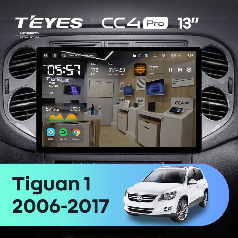 Штатная магнитола Teyes CC4 Pro 12/256 Volkswagen Tiguan 1 NF (2006-2016) F2 (13")