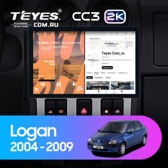 Штатная магнитола Teyes CC3 2K 4/64 Renault Logan 1 (2004-2009) (11")