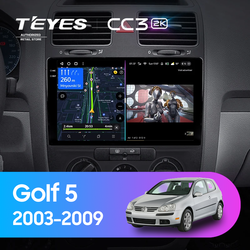 Штатная магнитола Teyes CC3 2K 360 6/128 Volkswagen Golf 5 (2003-2009) F3