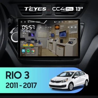 Штатная магнитола Teyes CC4 Pro 8/128 Kia Rio 3 (2011-2017) (13")