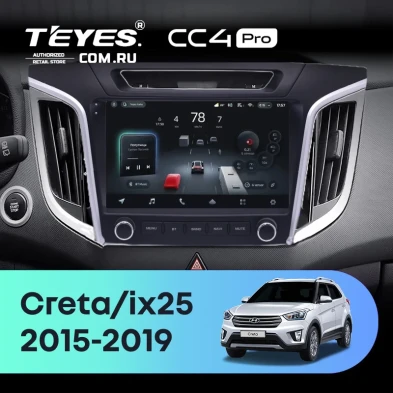 Штатная магнитола Teyes CC4 Pro 12/256 Hyundai Creta 1 (2015-2019) с кнопками