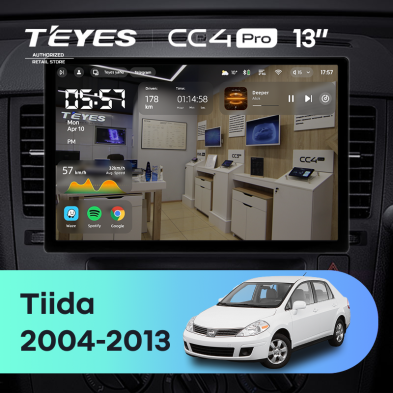 Штатная магнитола Teyes CC4 Pro 8/128 Nissan Tiida C11 (2004-2013) F1 (13")