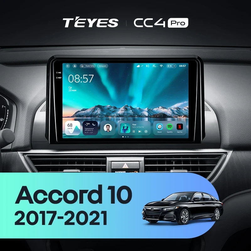 Штатная магнитола Teyes CC4 Pro 8/128 Honda Accord 10 CV (2017-2021) Тип-A