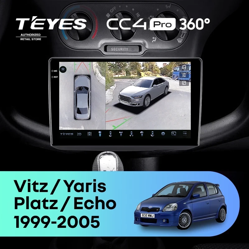 Штатная магнитола Teyes CC4 Pro 360 8/128 Toyota Vitz XP10 (1999-2005) F1