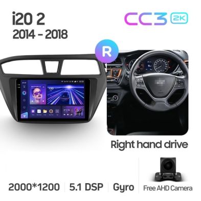 Штатная магнитола Teyes CC3 2K 6/128 Hyundai i20 2 GB (2014-2018) Правый руль
