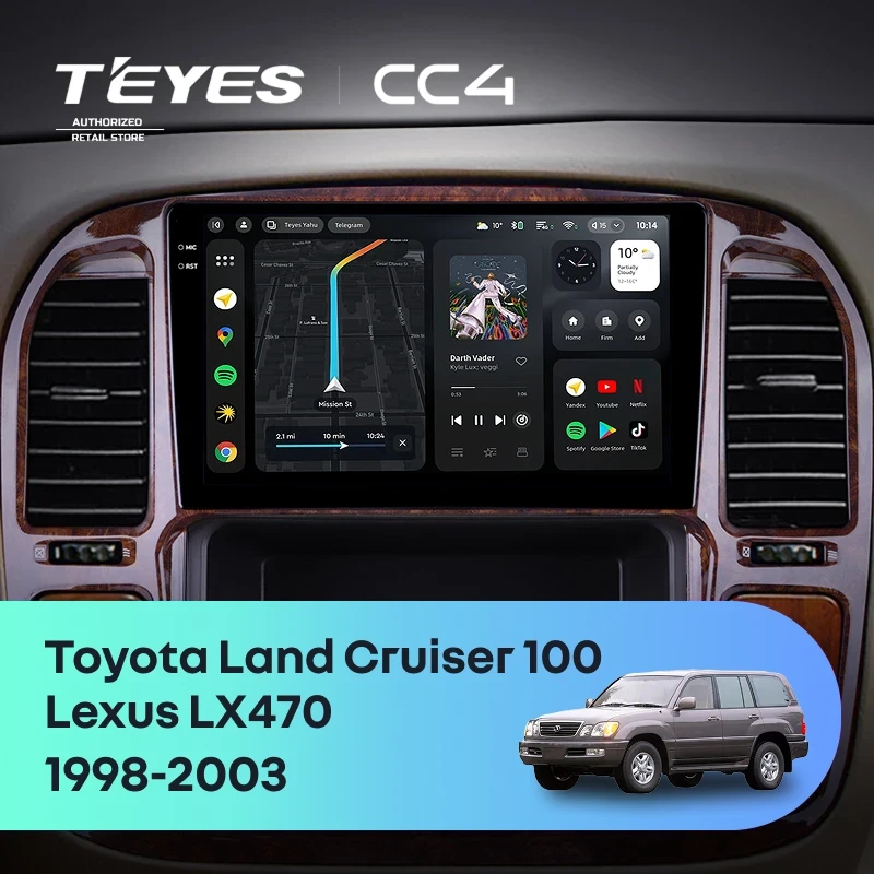 Штатная магнитола Teyes CC4 8/128 Toyota Land Cruiser 100 (1998-2003) F4