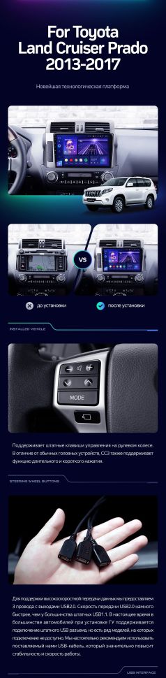 Штатная магнитола Teyes CC3 6/128 Toyota Land Cruiser Prado 150 (2013-2017)
