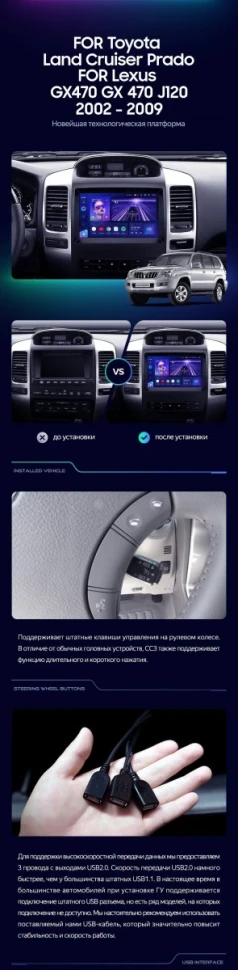 Штатная магнитола Teyes CC3 4/32 Toyota Land Cruiser Prado J120 (2004-2009) F1 Тип-B