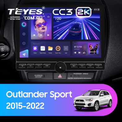 Штатная магнитола Teyes CC3 2K 6/128 Mitsubishi Outlander Sport (2015-2022) Тип-B (13" с кнопками)
