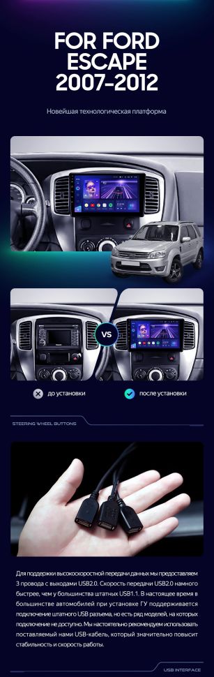 Штатная магнитола Teyes CC3L 4/32 Ford Escape (2007-2012)