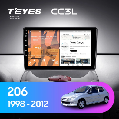 Штатная магнитола Teyes CC3L 4/64 Peugeot 206 T13 T16 T12 (1998-2012) F2