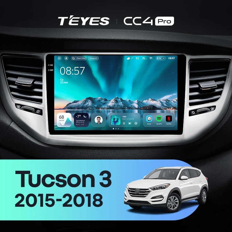 Штатная магнитола Teyes CC4 Pro 12/256 Hyundai Tucson 3 (2015-2018) Тип-B