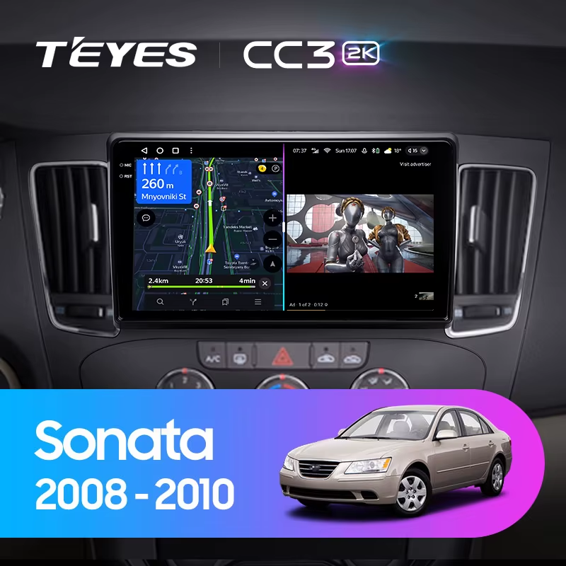 Штатная магнитола Teyes CC3 2K 4/32 Hyundai Sonata NF (2008-2010) F2