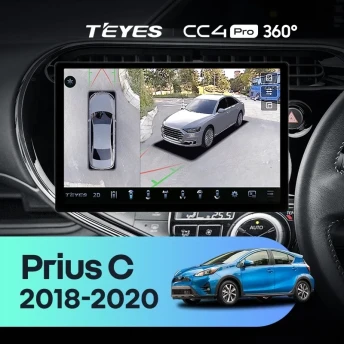 Штатная магнитола Teyes CC4 Pro 360 12/256 Toyota Prius C (2018-2020) Правый руль (13")