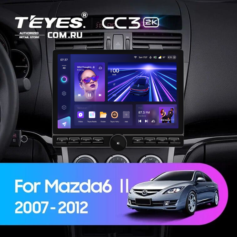 Штатная магнитола Teyes CC3 2K 6/128 Mazda 6 2 GH (2007-2012) (13" с кнопками)